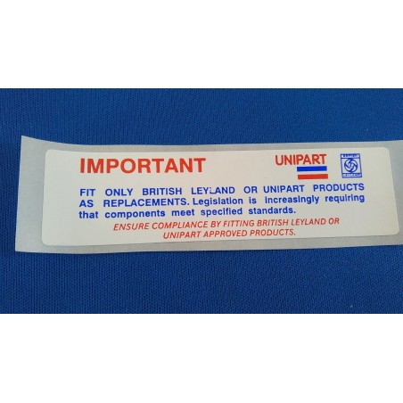 AUTOCOLLANT "IMPORTANT UNIPART" Ref : CRST166